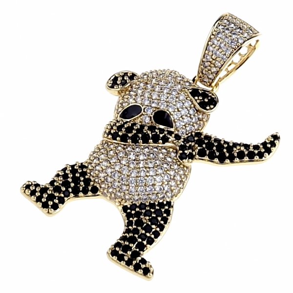 0251 Złota zawieszka cyrkonie błyszcząca pozłacana 14k Xuping miś panda