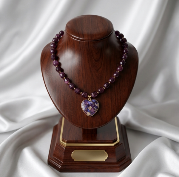 1221i Naszyjnik dolomit kamień naturalny 42+5cm stal chirurgiczna nierdzewna 