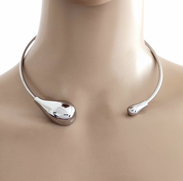 op204 Srebrny łańcuszek naszyjnik stal chirurgiczna 316L sztywny choker 