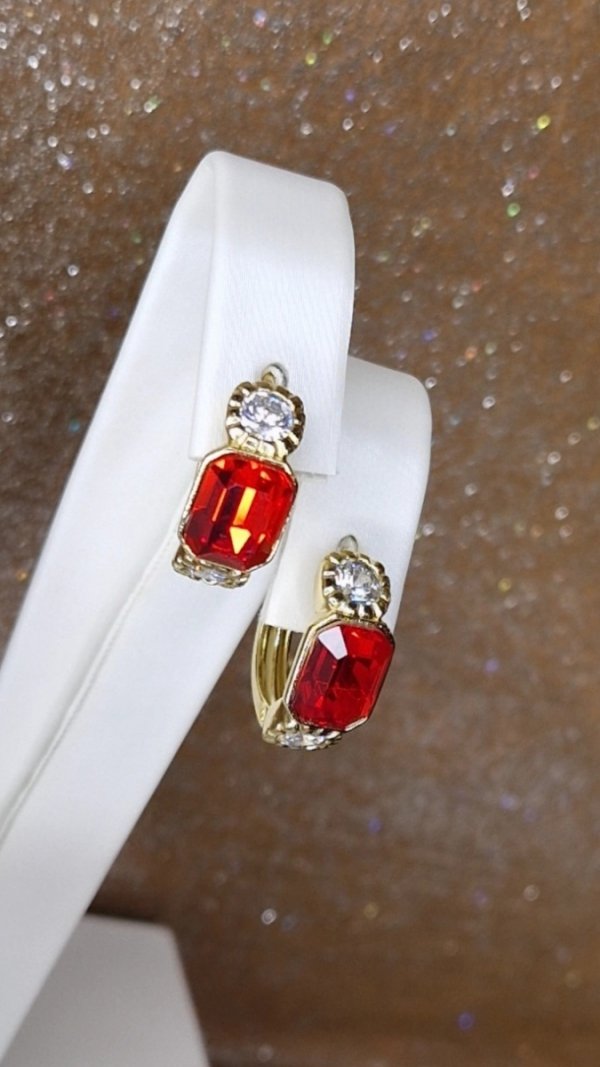 326 Kolczyki złote pozłacane Austrian Crystal wiszące 14K cyrkonie Xuping 