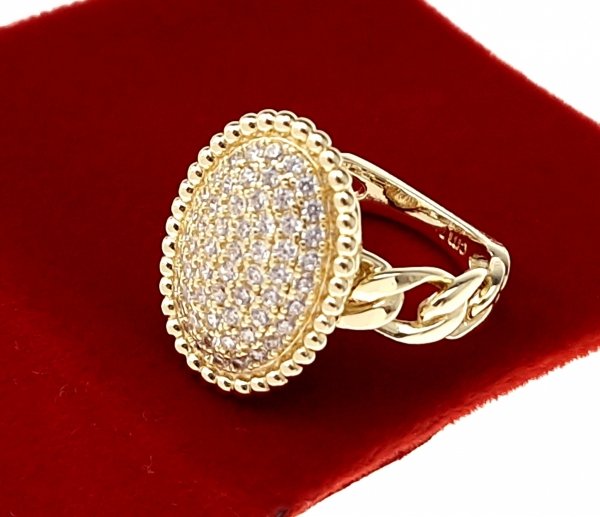 1164 Pierścionek złoty pozłacany 14k cyrkonie