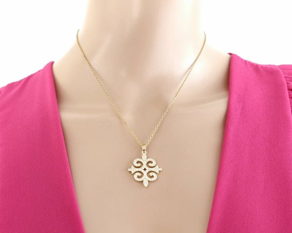 @1595 Złoty łańcuszek celebrytka 41+5 naszyjnik pozłacany 14K Viki Lady