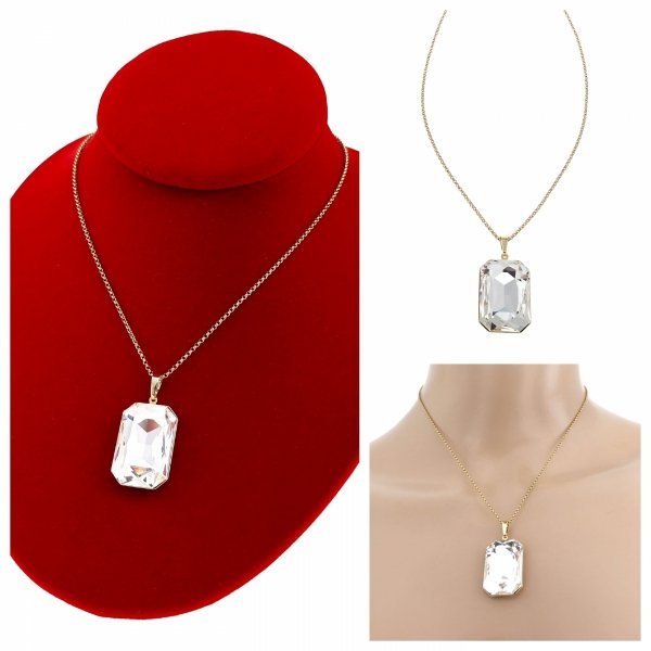 3232 Złoty naszyjnik 40+5cm stal chirurgiczna nierdzewna 316L kryształek Swaro Austrian Crystal