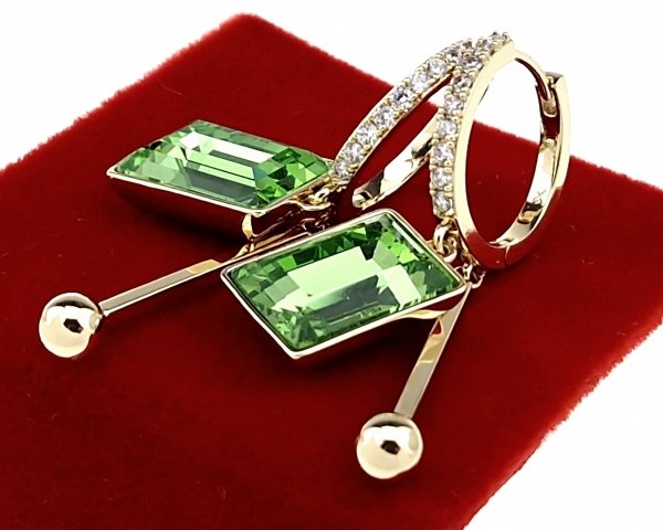 3721h Kolczyki złote Austrian Crystal pozłacane cyrkonie wiszące 14K Xuping Swaro