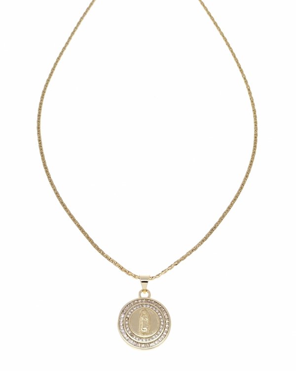 0103 Złoty łańcuszek celebrytka 50cm naszyjnik pozłacany 14K Bloom medalik