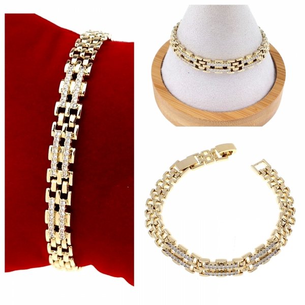 3228 Bransoletka elegancka cyrkonia złota 19cm pozłacana 14k Xuping