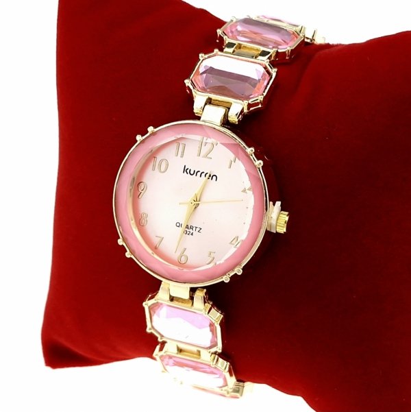 1914f Ekskluzywny damski złoty zegarek błyszczący cyrkonie Kurren klasyk