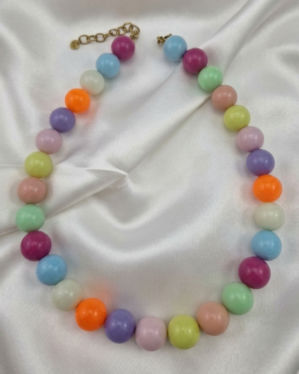 3209 Złoty naszyjnik 46+5cm stal chirurgiczna koraliki akrylowe 
