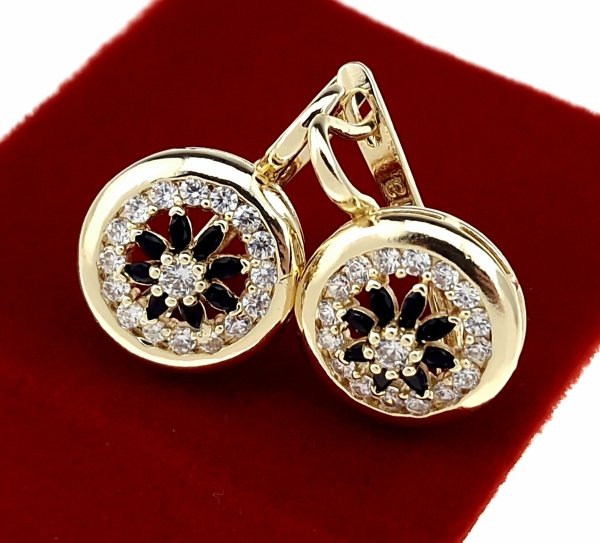 3995 Kolczyki złote pozłacane wiszące 14K cyrkonie