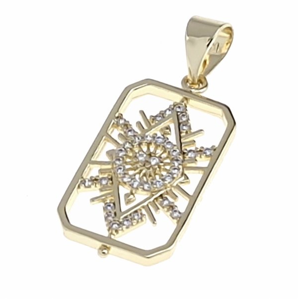 1937h Złota zawieszka błyszcząca pozłacana 14k cyrkonie 