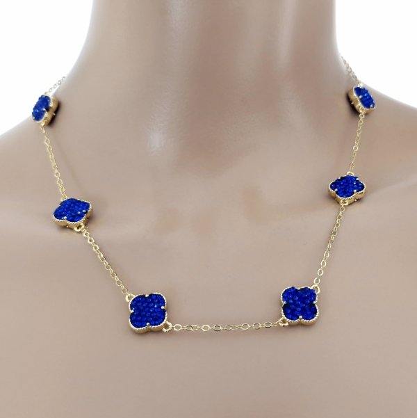 1154 Złoty łańcuszek naszyjnik 45+5cm pozłacany 14k cyrkonie koniczyna marokańska