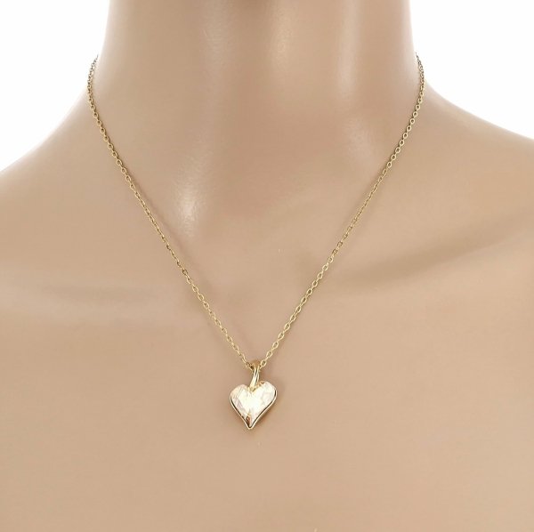 3843 Złoty łańcuszek Austrian Crystal 41+5 naszyjnik pozłacany 14K Xuping serce
