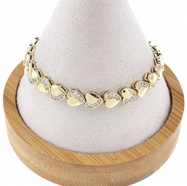 4469 Bransoletka elegancka cyrkonia złota 19cm pozłacana 14k Xuping