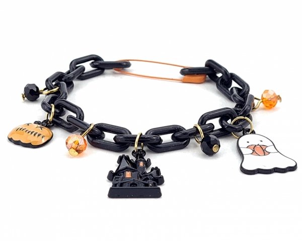 486h Bransoletka Halloween czarna z agrafką 18,5cm