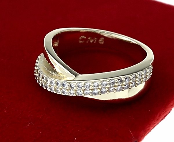 333c Pierścionek złoty pozłacany 14k cyrkonie 