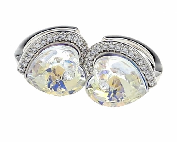 4026 Srebrne kolczyki Austrian Crystal pozłacane białym złotem wiszące serce