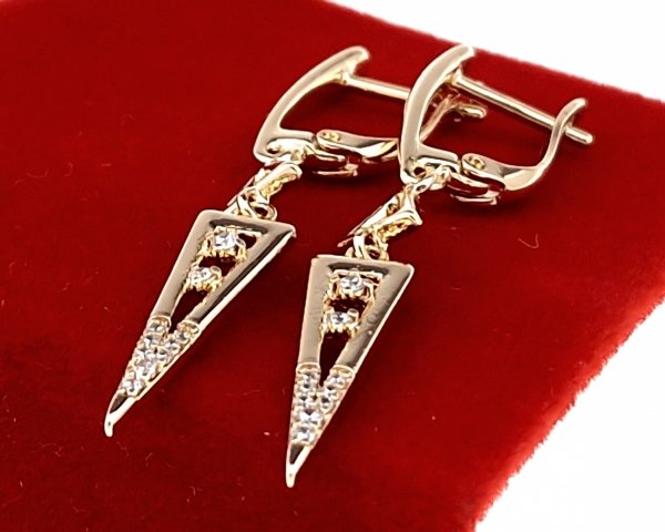 2669 Kolczyki złote cyrkonia pozłacane 18k Xuping wiszące