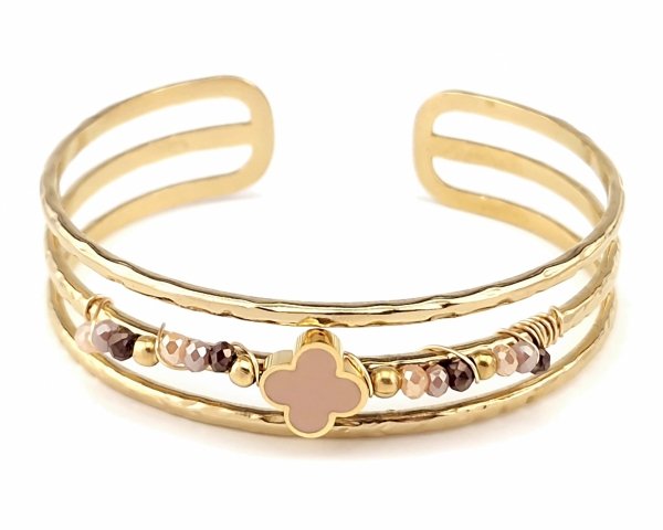 731 Bransoletka złota elegancka 5,5cm pozłacana 14k bangla Acero