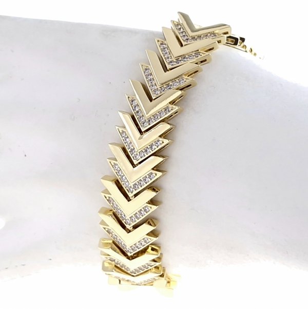 3866 Bransoletka złota elegancka cyrkonie 20cm pozłacana 14k Aisadi