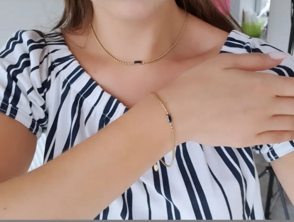 4008 Bransoletka złota 18+3 stal chirurgiczna celebrytka