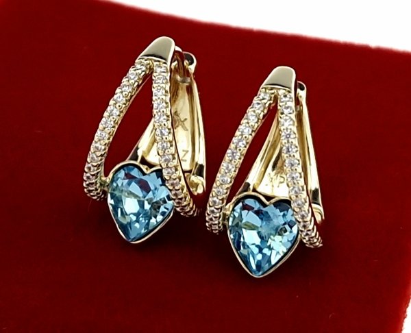 3582 Kolczyki złote pozłacane 14k wiszące Austrian Crystal