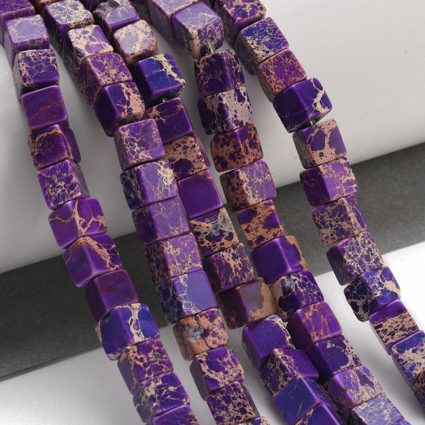 4034 Jaspis cesarski kamień naturalny, kształt kostki 6x6x6mm