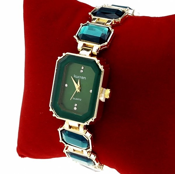 op83 Ekskluzywny damski złoty zegarek błyszczący cyrkonie Kurren klasyk