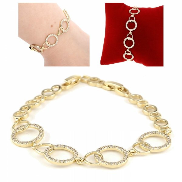 4308 Bransoletka złota elegancka 19cm cyrkonie pozłacana 14k Viki Lady