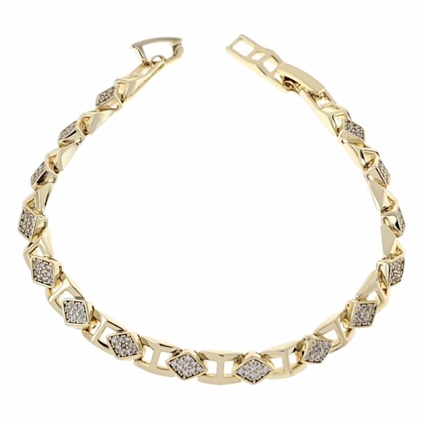 3811 Bransoletka elegancka cyrkonia złota 19cm pozłacana 14k Xuping