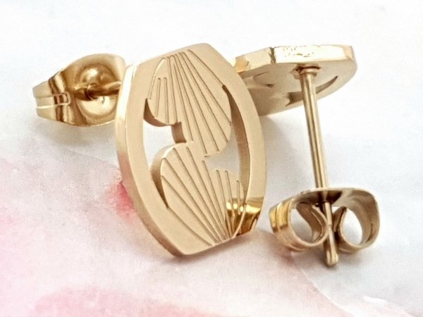 510b Kolczyki złote stal chirurgiczna wtyczki celebrytki 