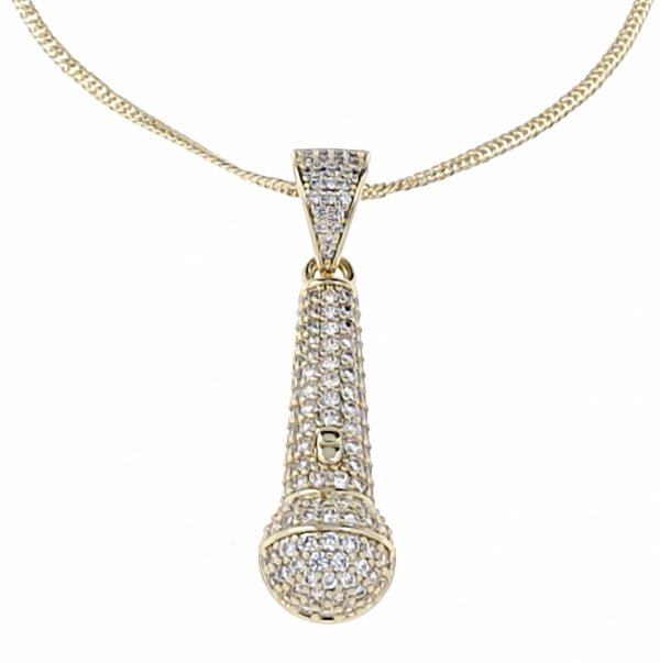 3298 Złota zawieszka cyrkonie błyszcząca pozłacana 14k Xuping mikrofon