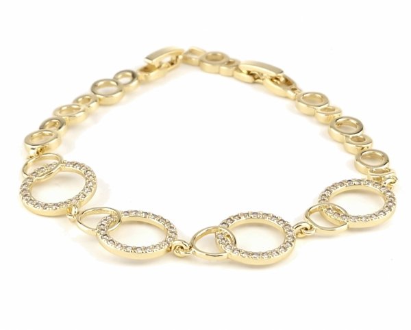 4308 Bransoletka złota elegancka 19cm cyrkonie pozłacana 14k Viki Lady