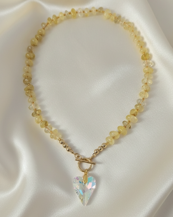 1586g Naszyjnik cytryn kamień naturalny 45cm stal chirurgiczna nierdzewna naszyjnik