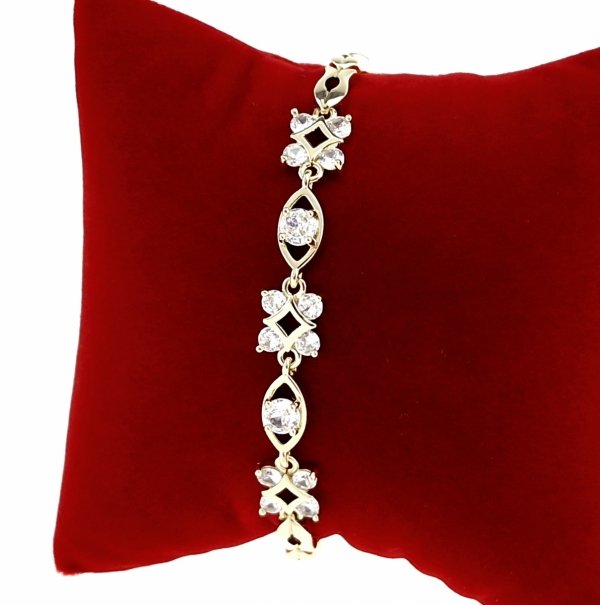 1434 Bransoletka złota elegancka cyrkonie 19cm pozłacana 14k Aisadi