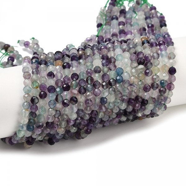 1018 Fluoryt fasetowany okrągły kamień naturalny 4mm pasmo 38cm