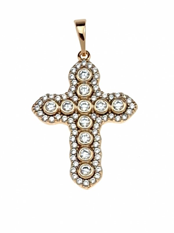 3558 Złota zawieszka cyrkonie pozłacana 18k Xuping krzyżyk 
