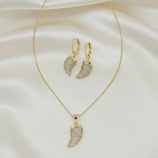 685 Komplet złoty pozłacany 14k kolczyki, łańcuszek 40+5cm 