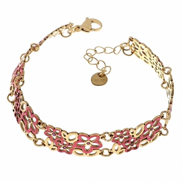 1383i Piękna ażurowa bransoletka złota 18+3 stal chirurgiczna 316L  