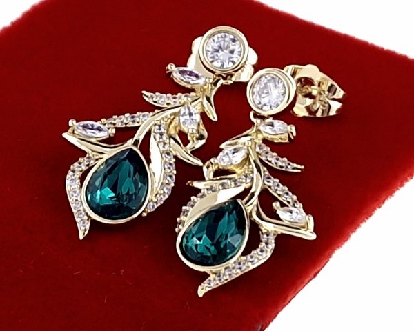 0162 Kolczyki złote pozłacane cyrkonie wiszące 14K Xuping Austrian Crystal