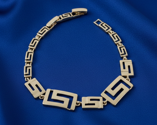 4791 Bransoletka elegancka złota 16+2,5cm pozłacana 14k wzór grecki