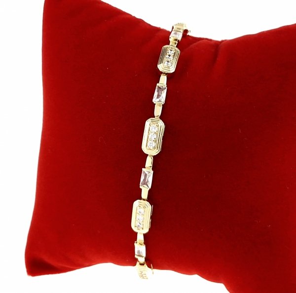 3425 Bransoletka złota elegancka 19cm cyrkonie pozłacana 14k Viki Lady