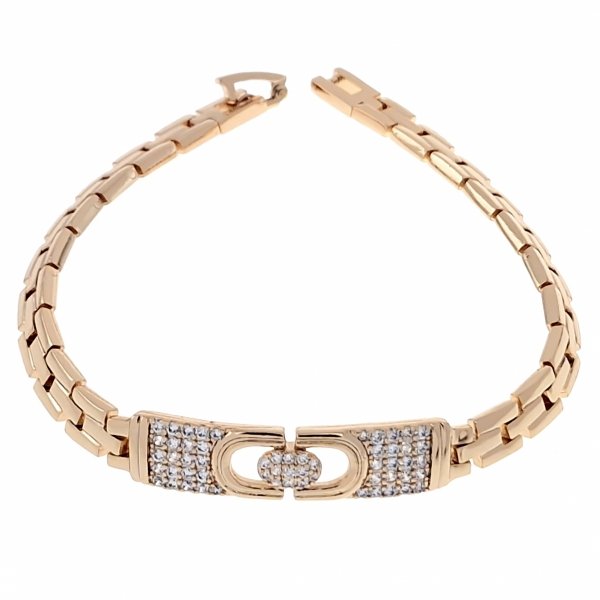4928 Bransoletka cyrkonie złota 19cm pozłacana 18k Xuping