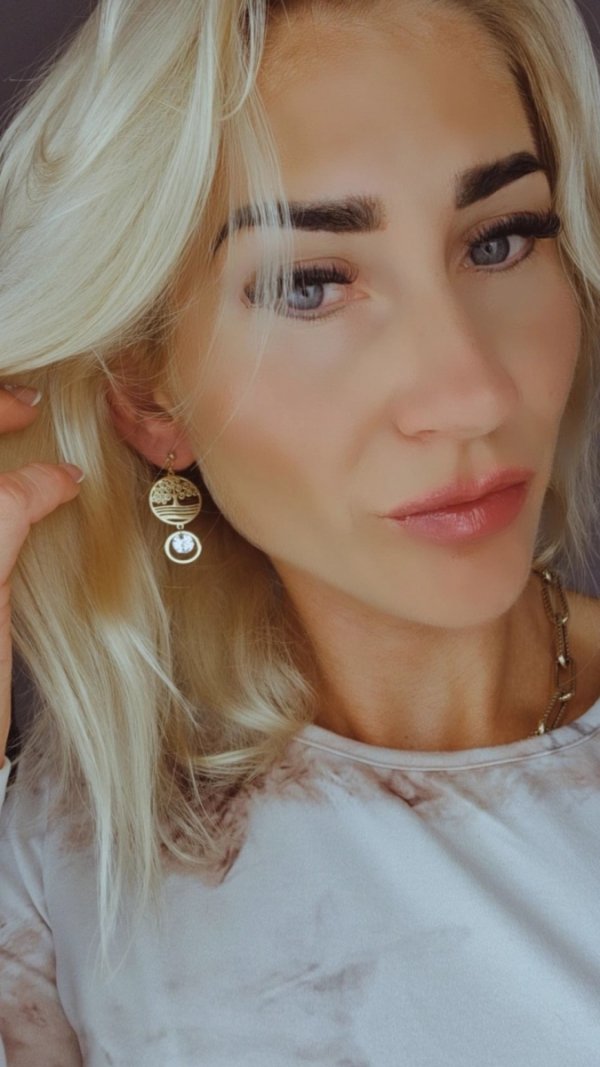 3200 Kolczyki złote stal chirurgiczna wiszące celebrytki drzewko szczęścia