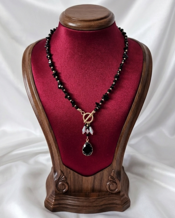 218i Naszyjnik naturalny kamień onyks 42cm stal chirurgiczna 316L