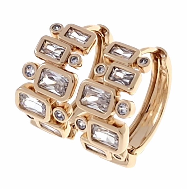 2470 Złote kolczyki pozłacane cyrkonie 18k Xuping wiszące 