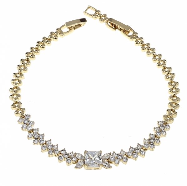 2272a Bransoletka elegancka złota 17,5+2cm pozłacana 14k cyrkonie