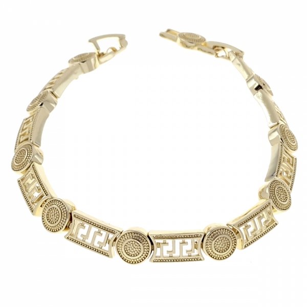 341b Bransoletka elegancka złota 16+2cm pozłacana 14k wzór grecki