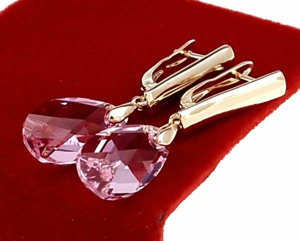 2999 Kolczyki złote Austrian Crystal cyrkonia pozłacane 18k Xuping wiszące