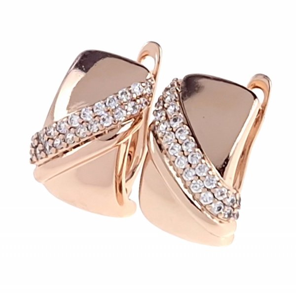 321a Złote kolczyki cyrkonie pozłacane rose gold Xuping wiszące 