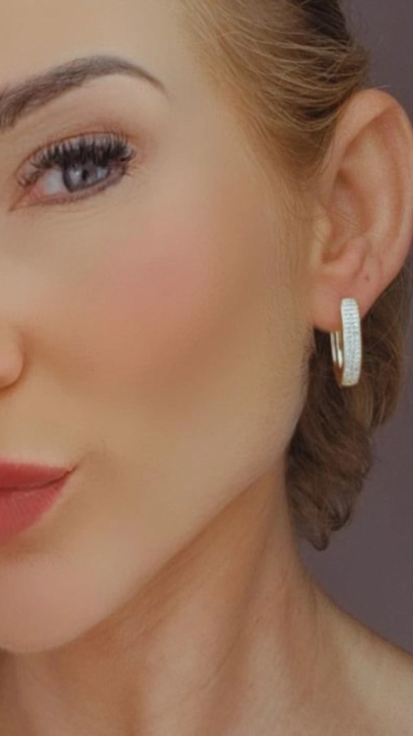 1110 Kolczyki złote pozłacane wiszące 14K cyrkonie Viki Lady 